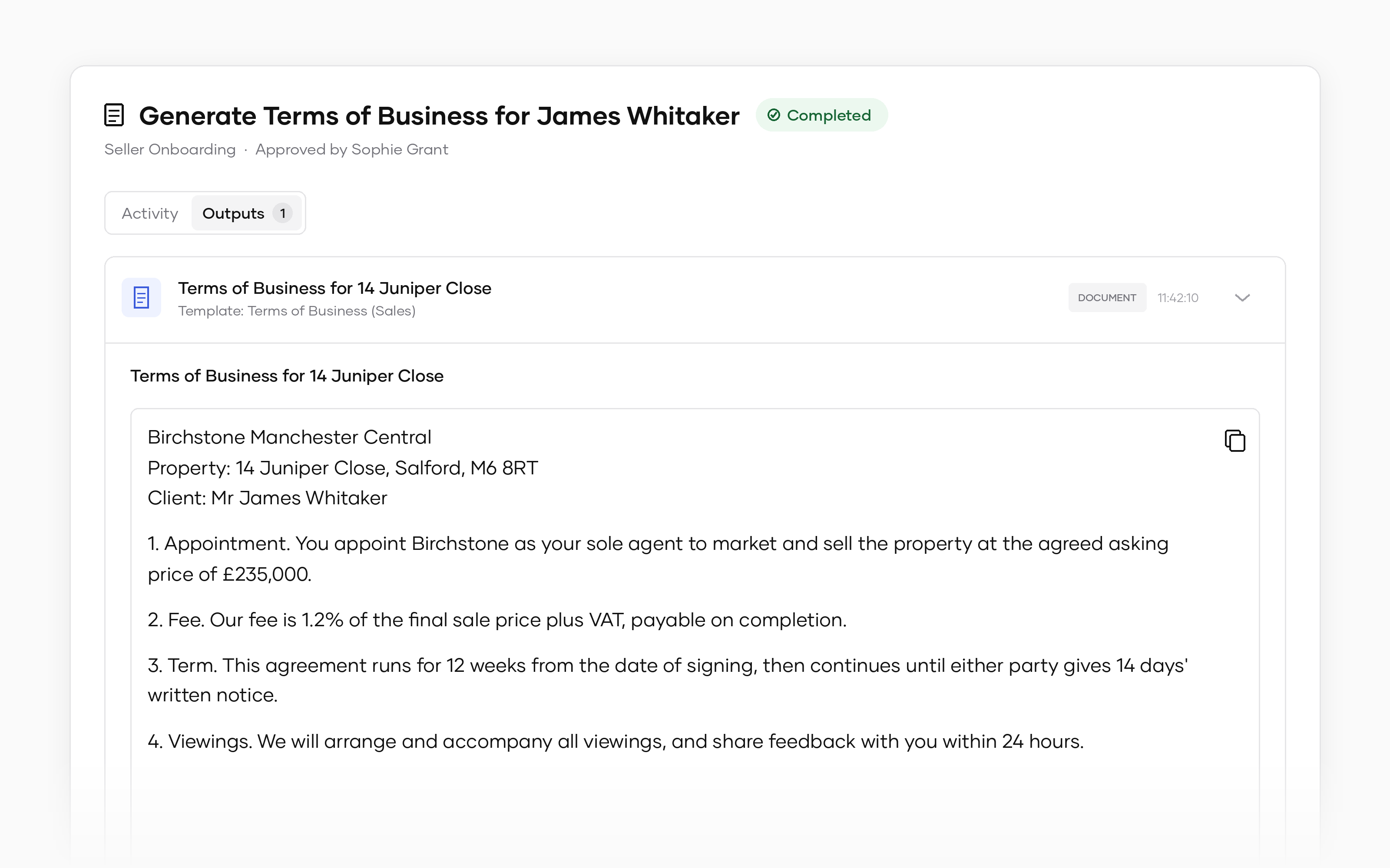 Generate Document from Street Template