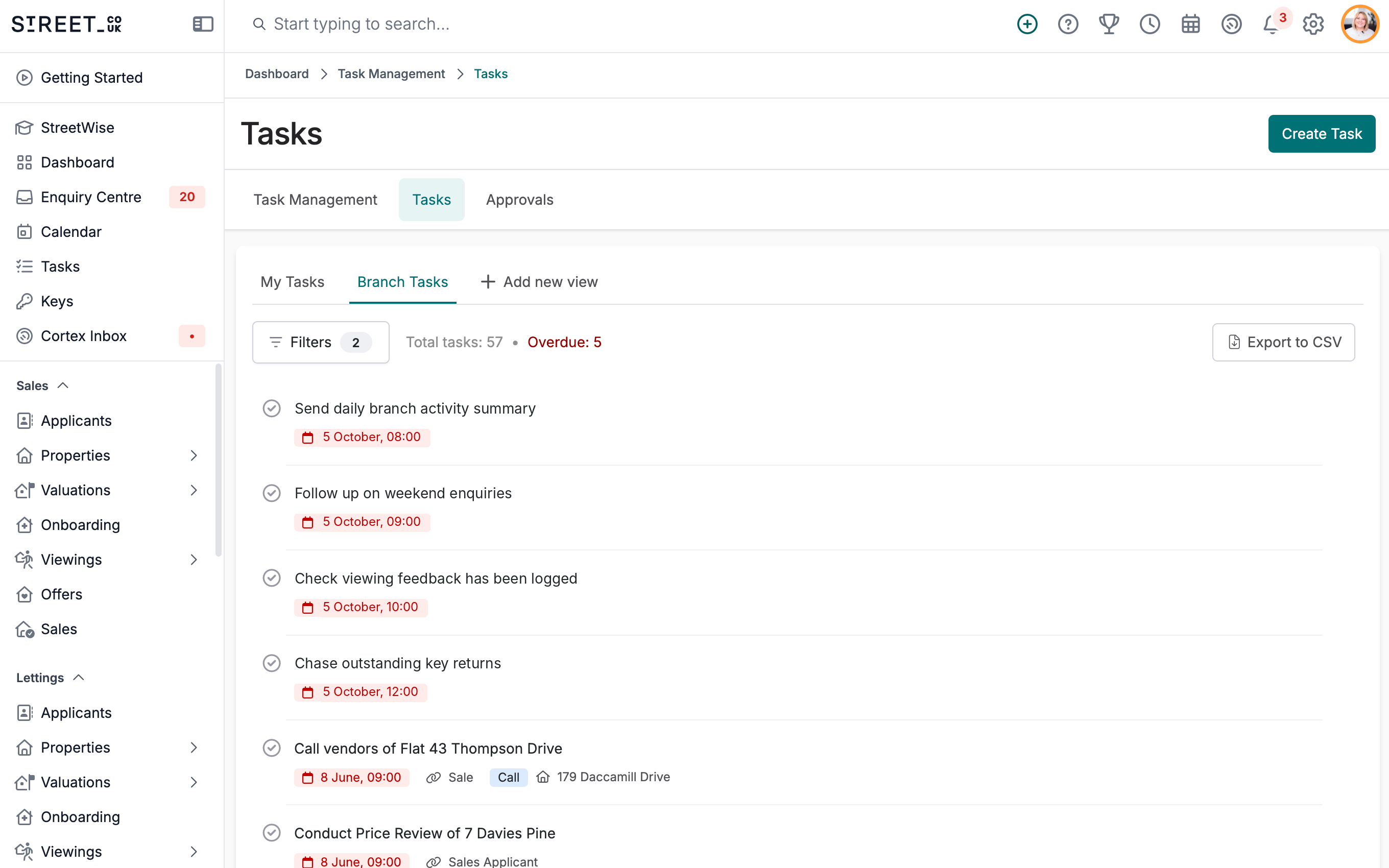 Create Branch Tasks