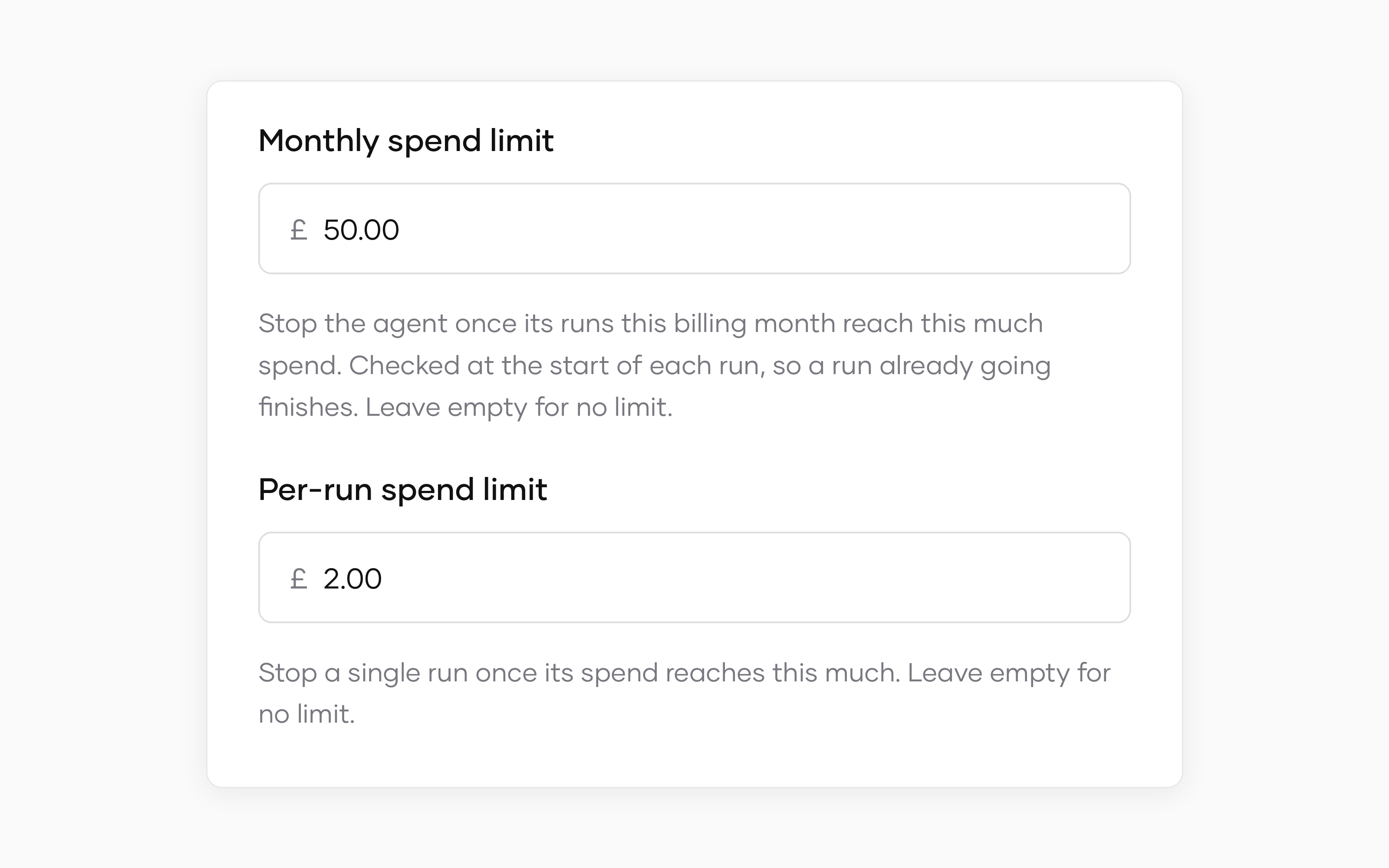 Agent spending limits