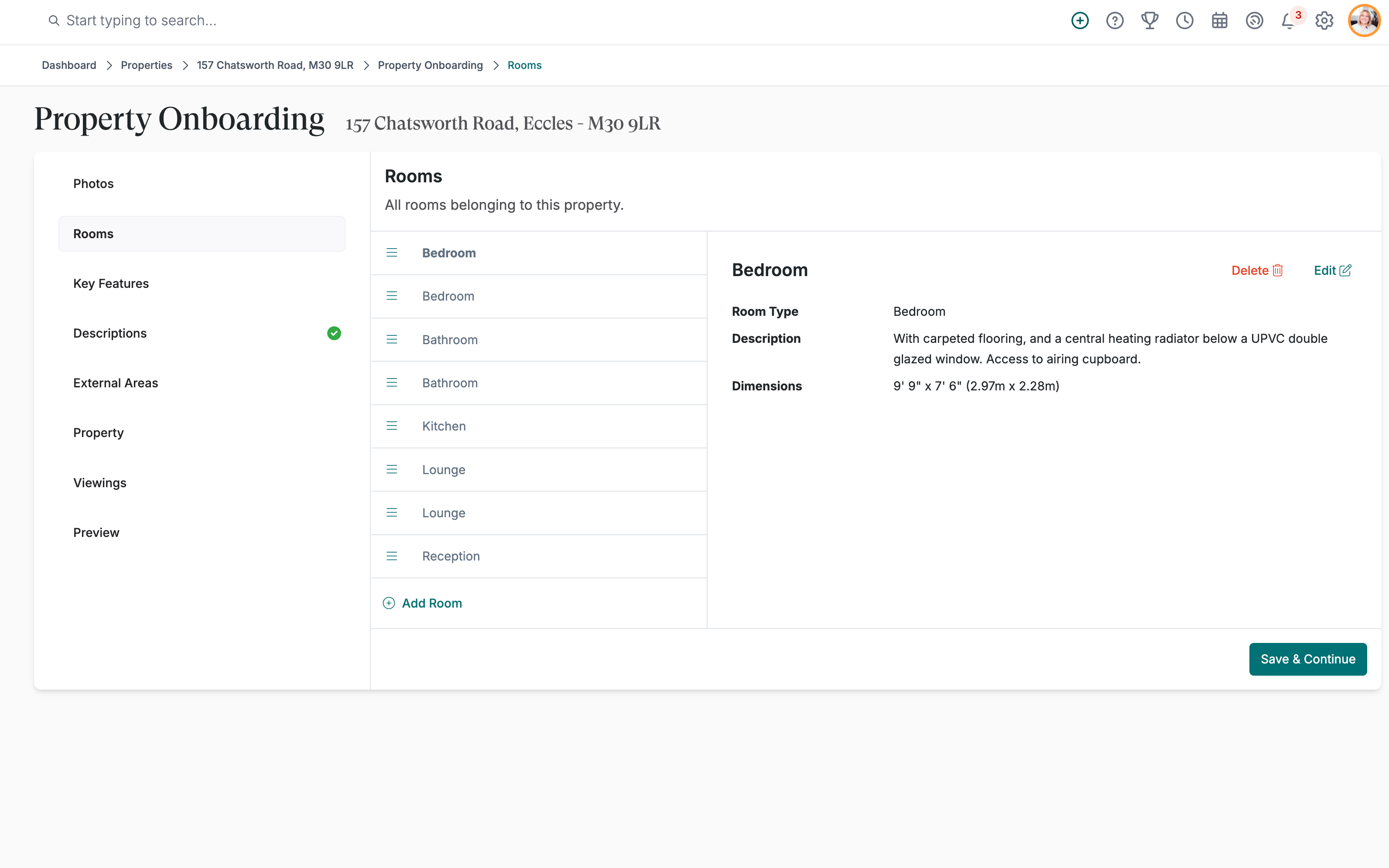 Manage Property Rooms